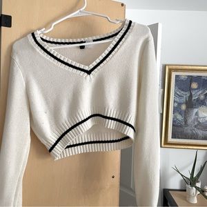 Divided crop sweater